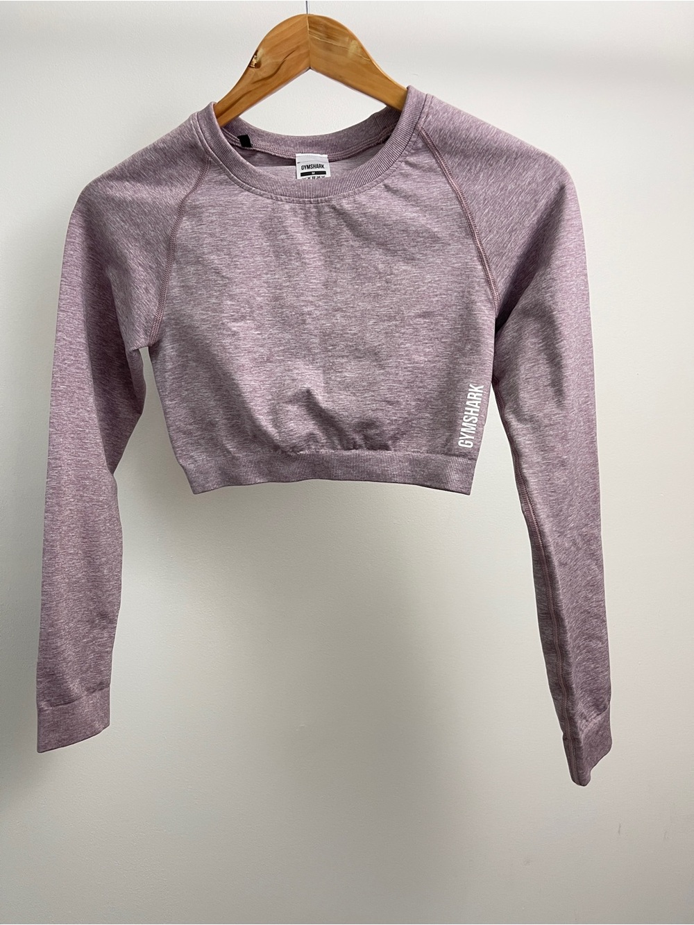 Gymshark Heathered Mauve Pink Cropped Long Sleeve Top
